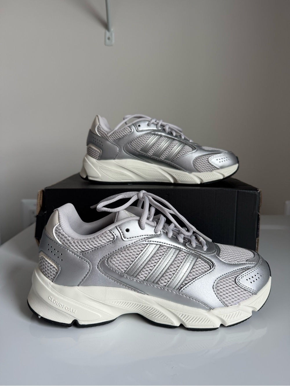 adidas Women's Silver Mesh & Metallic Athletic Sneakers